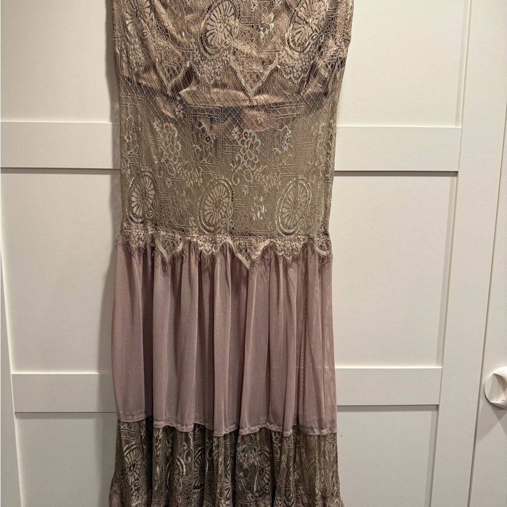 Set of Elegant Lace and Mesh top and skort